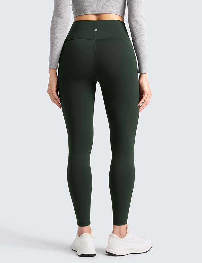CRZ YOGA Matte Thermal Fleece Lined Leggings 28'' - Casual Lounge Workout Womens Yoga Full Length Pants Winter Warm