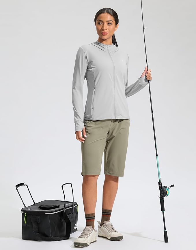 Soothfeel Women's UPF 50+ Sun Protection Hoodie Jacket Lightweight Long Sleeve Sun Shirt for Women with Pocket Hiking Outdoor