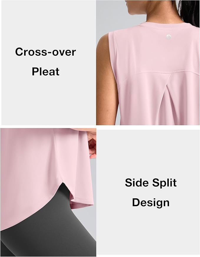 SANTINY Women's Sleeveless Workout Tops Breathable Lightweight Active Tennis Yoga Shirts Athletic Running Tank Tops for Women