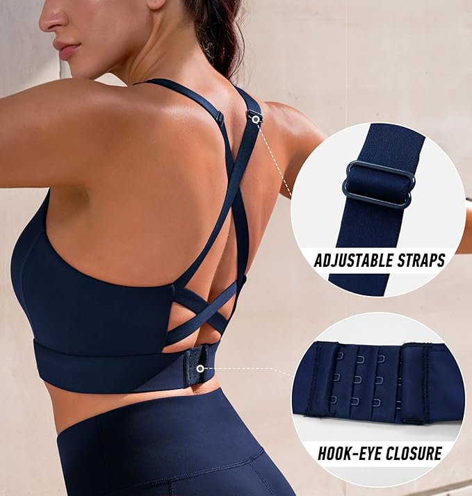 Ewedoos High Support Sports Bras for Women Adjustbale Supportive High Impact Sports Bra Push Up Workout Running Bras