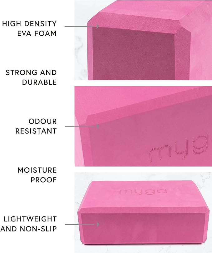 MYGA Yoga Block,Lightweight EVA Foam Yoga Brick,High Density Non-Slip Block for Yoga Poses, Pilates, Balance and Flexibility