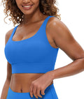 CRZ YOGA Butterluxe U Back Longline Sports Bras for Women - Scoop Neck Padded Yoga Workout Crop Top with Built in Pads