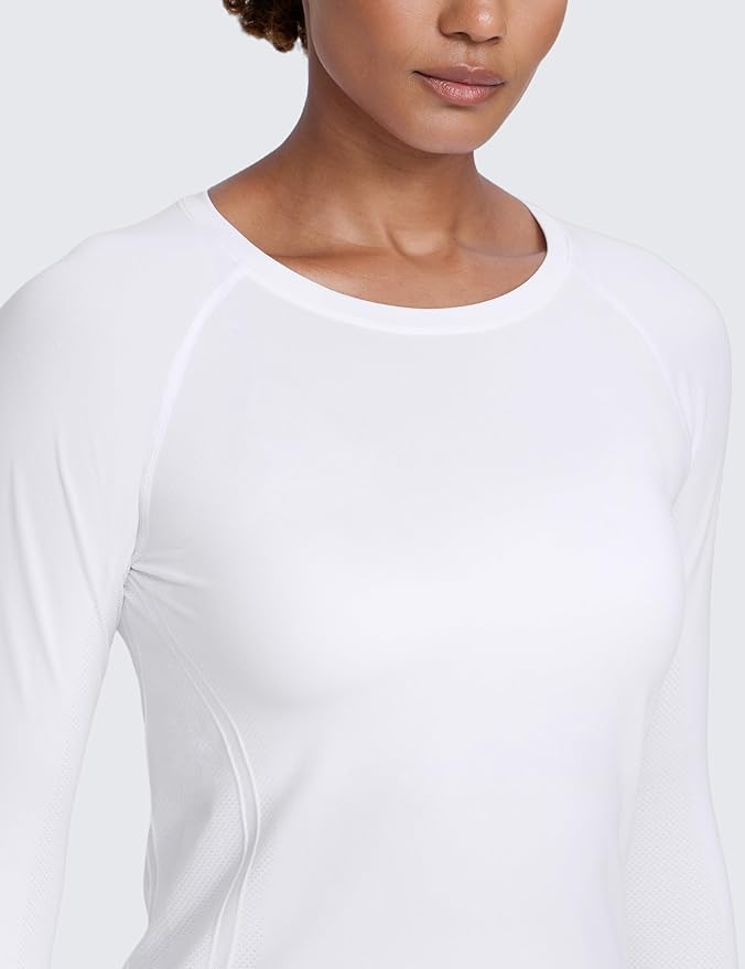 CRZ YOGA Seamless Long Sleeve Shirts for Women Waist Length - Workout Athletic Running Gym Yoga Tops Crewneck Breathable