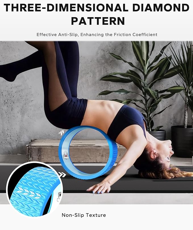 HAPBEAR Back Roller - Yoga Wheel Set with 26'' Anti-Burst Exercise Ball – 12'' PP Inner Core Spine Alignment Tool for Back Pain Relief,Core Strength & Full-Body Workout, Back Roller Wheel for Home Gym & Therapy, Pump Included