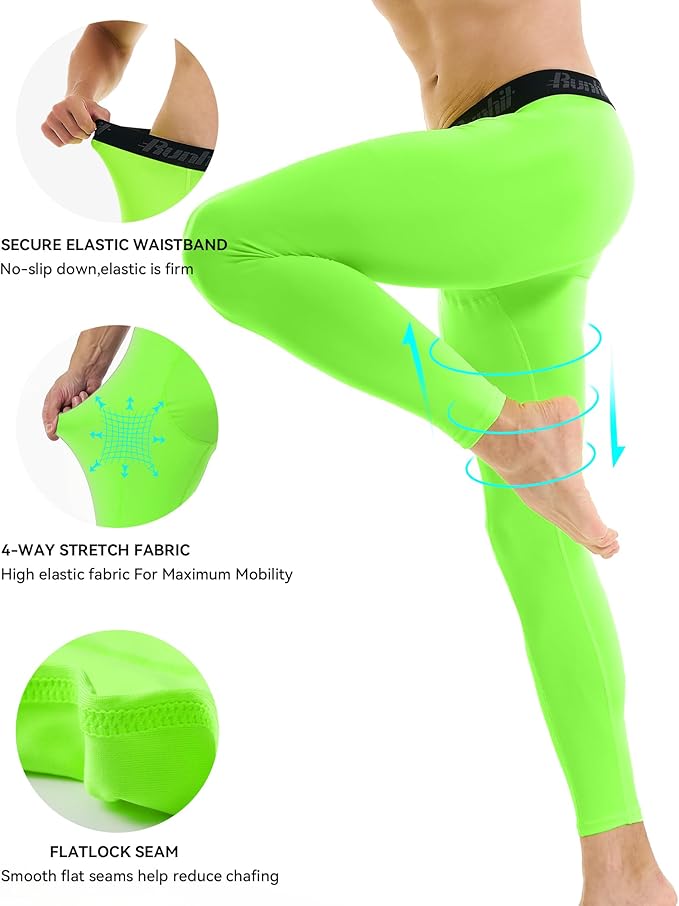 Runhit Men’s Compression Pants Running Tights Workout Leggings Athletic Base Layer Pants for Sports Yoga Basketball