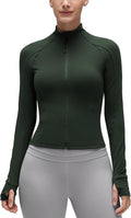 CRZ YOGA Butterluxe Waist Length Jackets for Women - Full Zip Athletic Track Tops with Thumb Holes Pockets