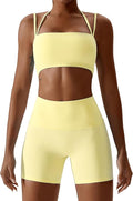IMEKIS Women's Workout Sets 2 Piece Yoga Outfit High Waisted Biker Shorts Leggings Sports Bra Gym Fitness Clothes Tracksuit