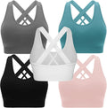 Double Couple Sports Bras for Women Padded High Impact Seamless Criss Cross Back Workout Tops Gym Activewear Bra Large