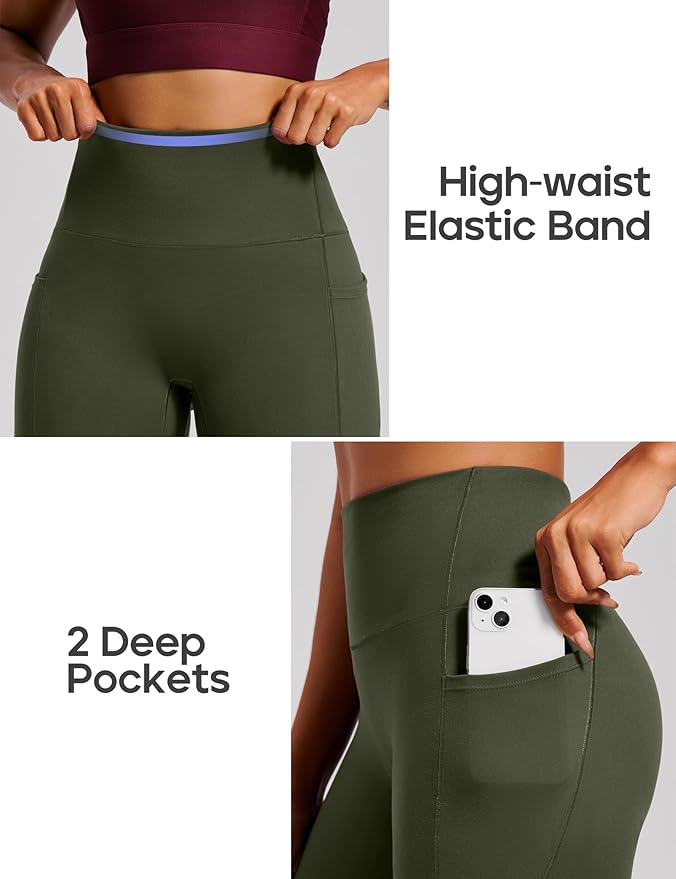 Heathyoga Scrunch Butt Lifting Leggings with Pockets for Women Tummy Control Compression Leggings No Front Seam Yoga Pants