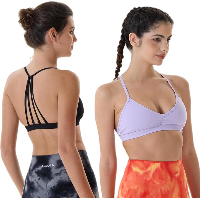 AUROLA Mercury Workout Sports Bras Women Athletic Removable Padded Backless Strapy Minimal Crop Top