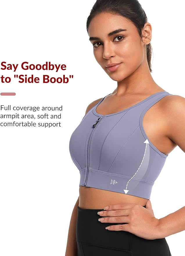 Yvette Front Closure Sports Bras for Women High Support Large Bust Supportive Sports Bra High Impact for Running