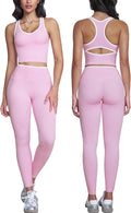 ABOCIW Womens Color Block Workout Sets Racerback Tank Top High Waist Leggings Gym Set Yoga Pilates Outfits