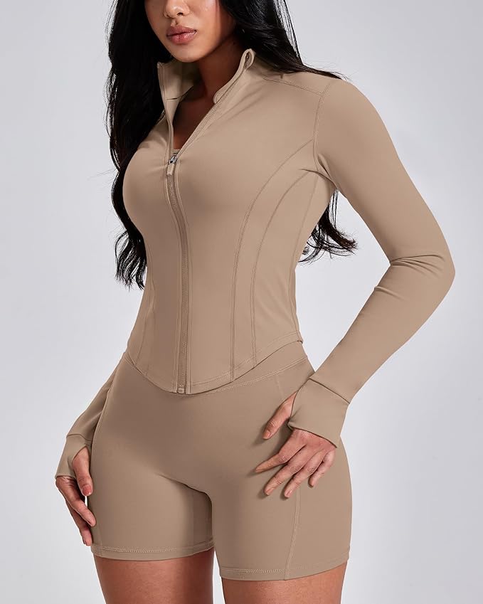 GYM RAINBOW Workout Jackets for Woman Lightweight Athletic Full Zip Running Jacket BBL Cropped Jackets Slim With Thumb Holes