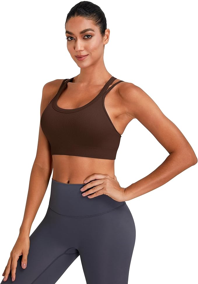 Sports Bras for Women HIigh Support, Criss-Cross Back Padded Strappy High Impact Sports Bras for Women Large Bust