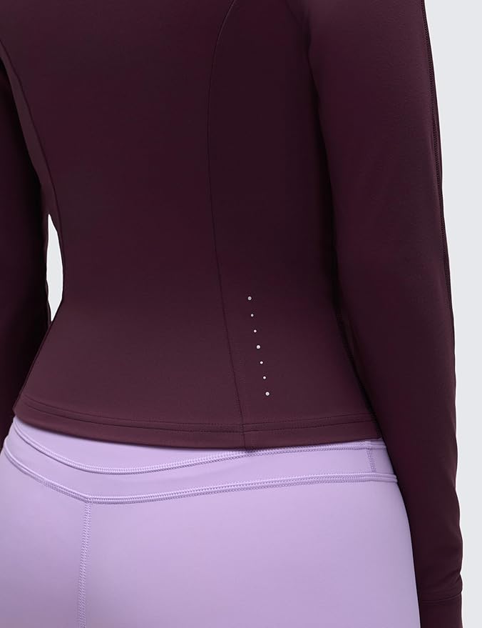 CRZ YOGA Butterluxe Waist Length Jackets for Women - Full Zip Athletic Track Tops with Thumb Holes Pockets
