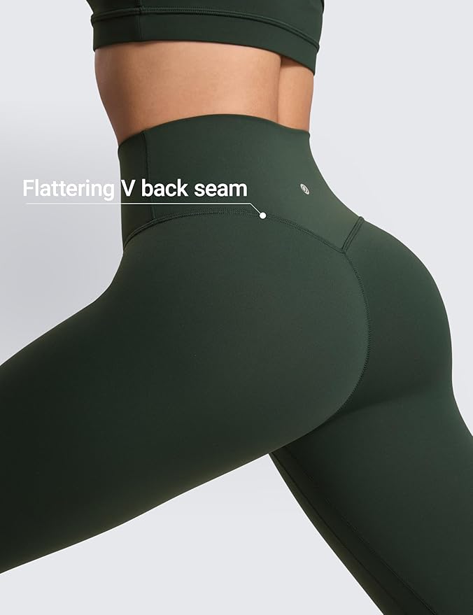 CRZ YOGA SculptAir No Front Seam Yoga Leggings 25" - High Waisted Womens Pants Workout Pilates Athletic V Back Buttery Soft