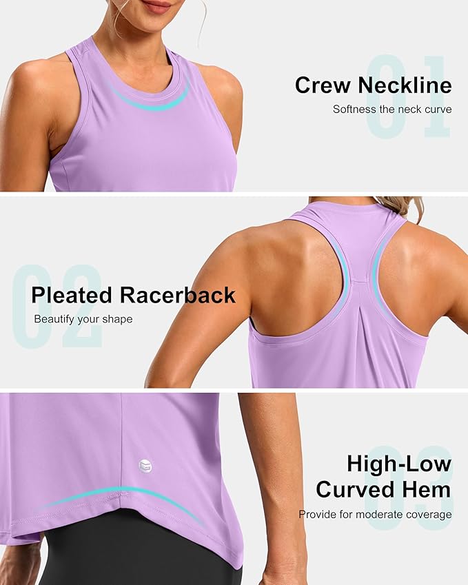 G Gradual Women's Workout Tank Tops Racerback Athletic Yoga Tops Loose Fit Sleeveless Running Gym Sports Shirts for Women