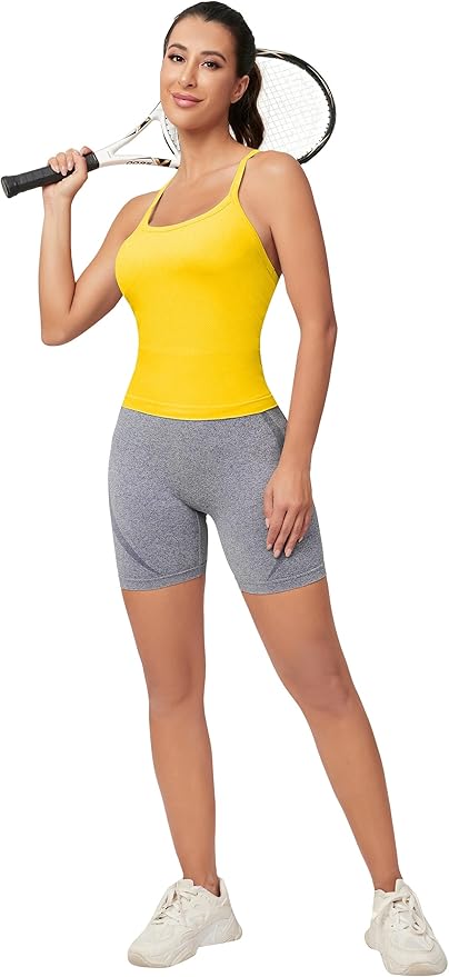 MathCat Workout Tank Tops for Women with Built in Bra, Sleeveless Gym Tops Seamless Racerback Athletic Yoga Shirts