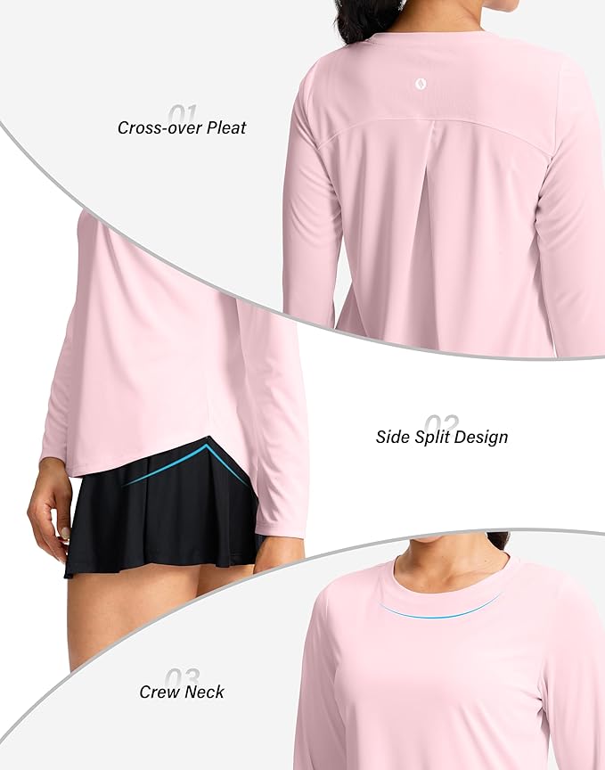 SANTINY Lightweight Long Sleeve Workout Tops for Women Breathable Gym Yoga Athletic Running Hiking Top UPF 50+ Sun Shirts