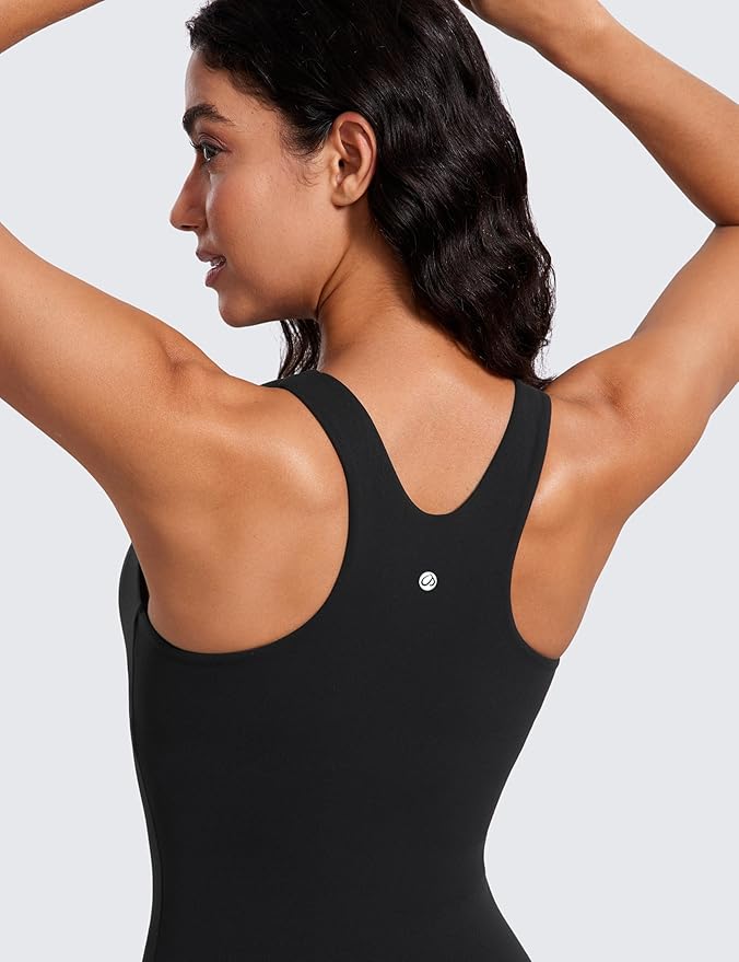 CRZ YOGA Butterluxe High Neck Tank Tops for Women - Racerback Workout Padded Yoga Athletic Camisole with Built in Bra