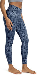 ODODOS Women's Cross Waist Yoga Leggings with Inner Pocket, 23"/25"/28" Gathered Crossover Workout Yoga Pants