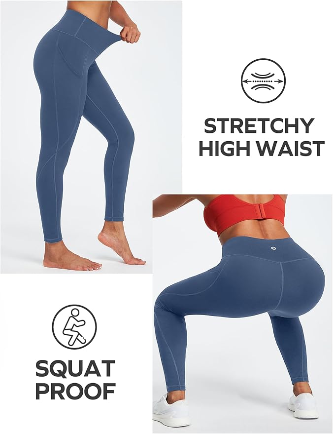 Ewedoos Leggings with Pockets for Women High Waisted Athletic Workout Compression Leggings Tummy Control Yoga Pants Women