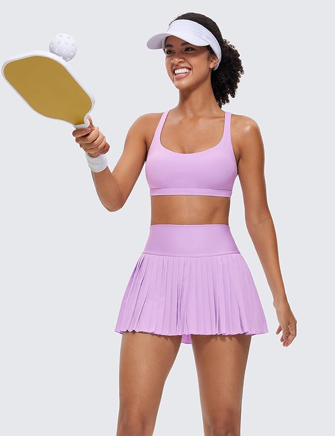 CRZ YOGA Naked Feeling Strappy Sports Bras for Women - Criss Cross Back Wireless Padded Cami Yoga Workout Top