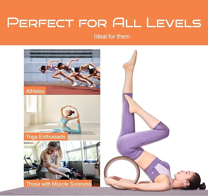 High Density PU Rubber Yoga Wheel for Stretching and Flexibility to Help Back Aches and Tension, Tear, Flexible Roller Designed, Extend Premium Back Roller