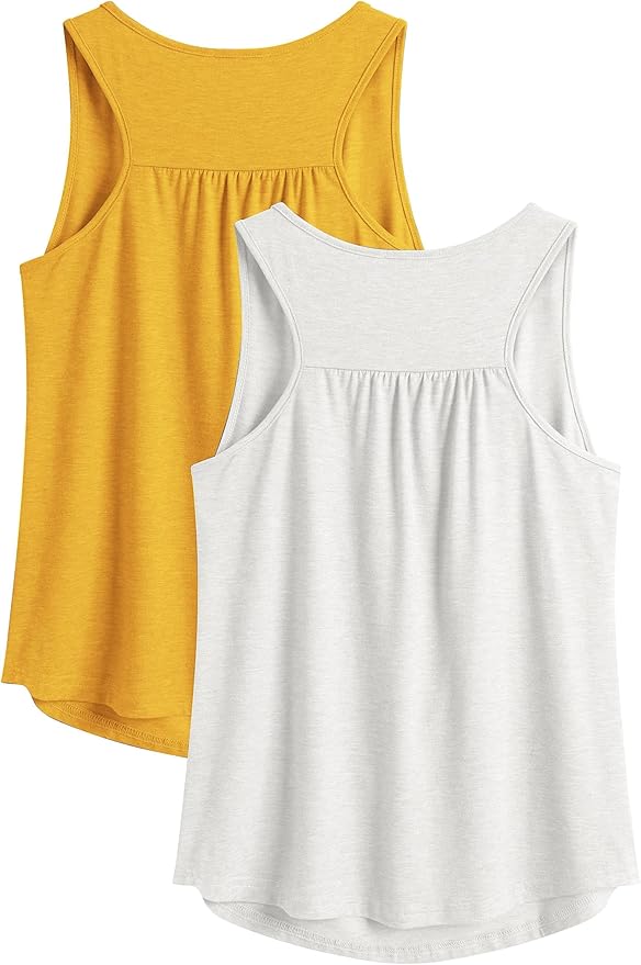 PINSPARK Workout Tops for Women Racerback Tank Tops Sleeveless Athletic Running Shirts Lightweight Yoga Gym Tank,2 Pack S-3XL