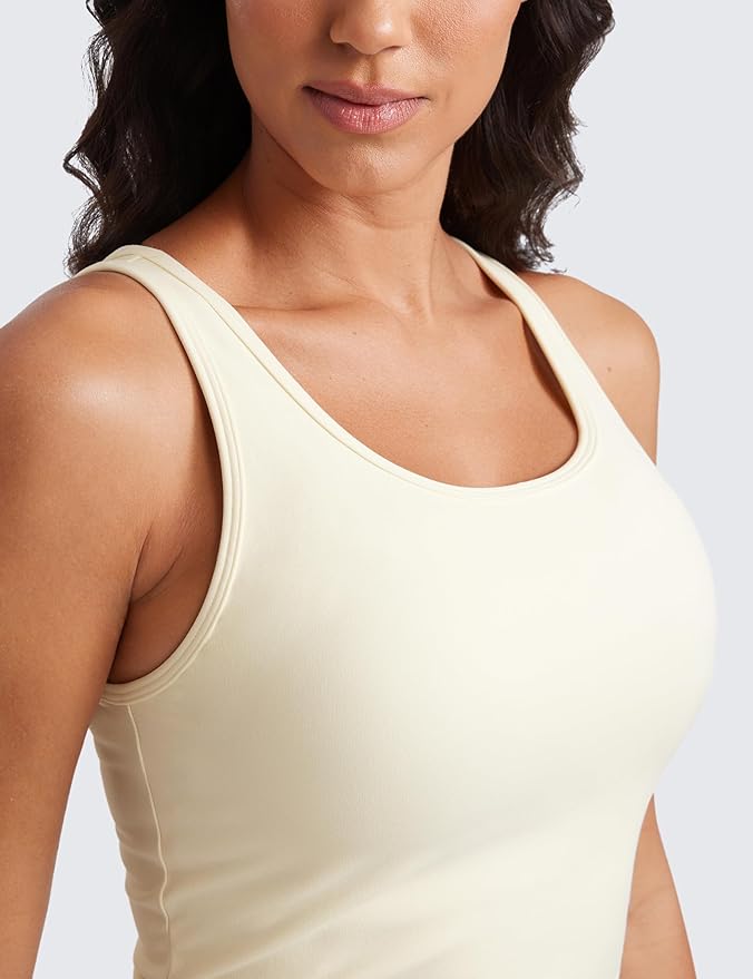 CRZ YOGA Butterluxe Double Lined Tank Tops for Women - Workout Casual Scoop Neck Racerback Crop Sleeveless Shirt