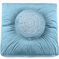 Hihealer Meditation Cushion Set Large Velvet Floor Pillow & Traditional Tibetan Yoga Bolster for Adults Zafu Meditation Mat with Buckwheat Filling