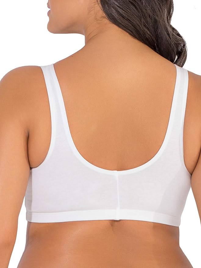 Fruit of the Loom Women's 96014PK Comfort Cotton Blend Front Close Sports Bra 2 Pack