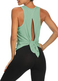 Bestisun Workout Tank Tops Open Back Yoga Exercise Shirts Tie Back Athletic Clothes for Women