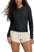 ODODOS Women's Long Sleeve Crewneck Tee - Ultra-Soft odSTRATUM Tech Performance T-Shirts UPF 50+ Daily Pullover Tops