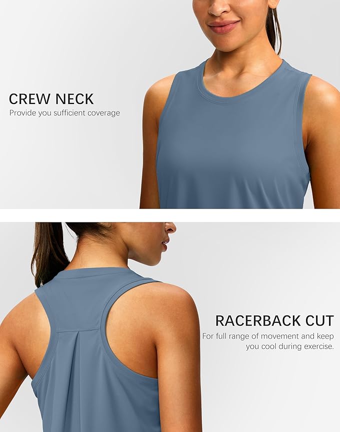Women's Workout Tops Racerback Athletic Tank Tops Sleeveless Loose Fit Yoga Running Gym Shirts for Women