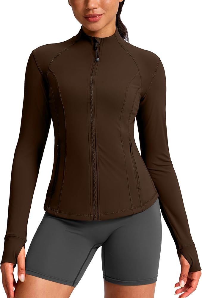 G Gradual Women's Workout Jackets Extended Waist Length Slim Full Zip 4 Pockets Athletic Jacket Spring Running Yoga Clothes