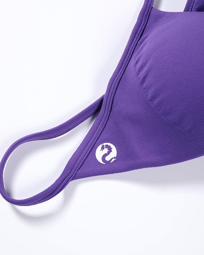 AUROLA Influence Strappy Bra Sports Bras for Women, Backless Padded Impact Strappy Bra Workout Gym Yoga with Removable Cups