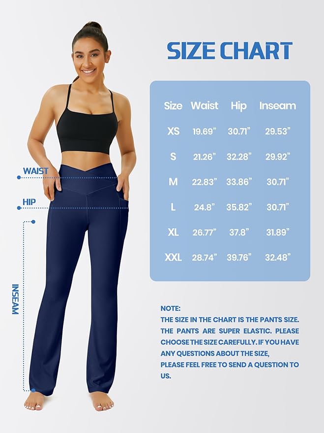 FOHOFO Yoga Pants Women, Flare Leggings for Women with Pockets Crossover High Waisted Bootcut Yoga Pants