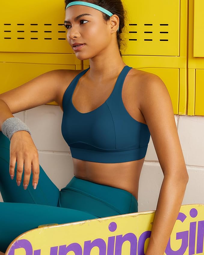 RUNNING GIRL High Impact Sports Bras for Women,Racerback Running Bra Workout Crop Tank Tops Longline Sports Bra Push up