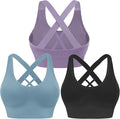 Evercute Sports Bras for Women Padded Medium Support Criss Cross Strappy Bra Seamless High Impact Yoga Exercise Athletic Bras