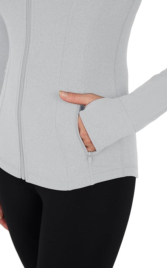 Yogalicious Full-Zip Lightweight Hooded Running Workout Yoga Lux Jacket with Pockets