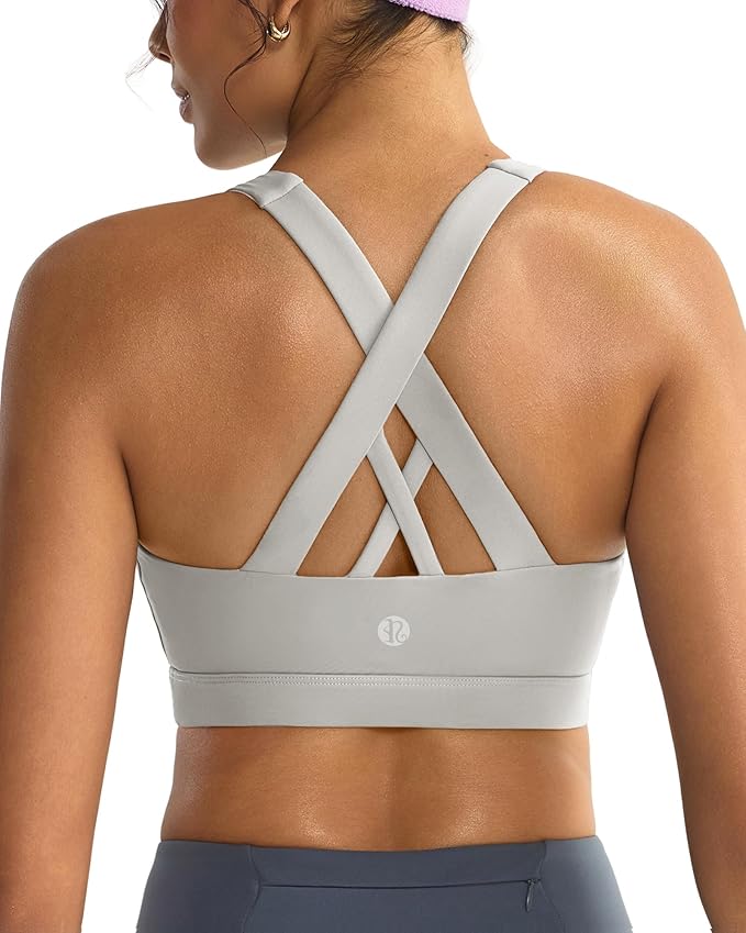 RUNNING GIRL Sports Bras for Women,Padded Strappy Sports Bras Criss-Cross Back Medium Support Sports Bras with Removable Cups