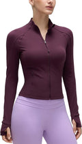 CRZ YOGA Butterluxe Waist Length Jackets for Women - Full Zip Athletic Track Tops with Thumb Holes Pockets