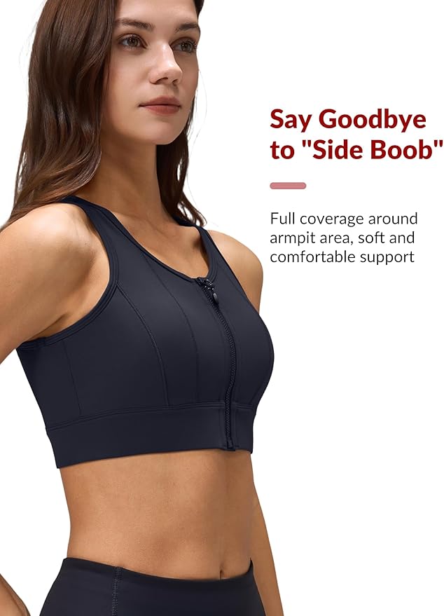Yvette Front Closure Sports Bras for Women High Support Large Bust Supportive Sports Bra High Impact for Running