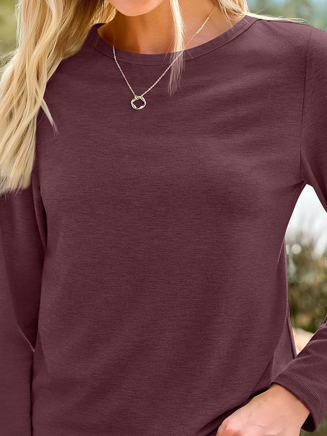 AUTOMET Women‘s Basic Long Sleeve Crewneck, Plus Size Winter & Spring Top, Casual Fall Tee for Teacher & Everyday Outfits