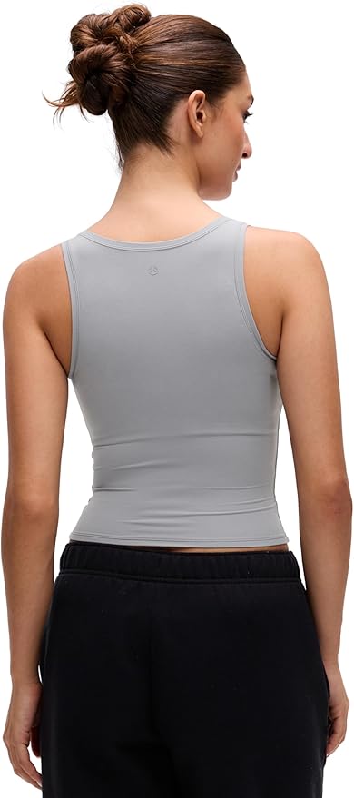 CRZ YOGA Softembrace Scoop Neck Tank Tops for Women - Casual Going Out Soft Double Lined Crop Basic Sleeveless Shirts