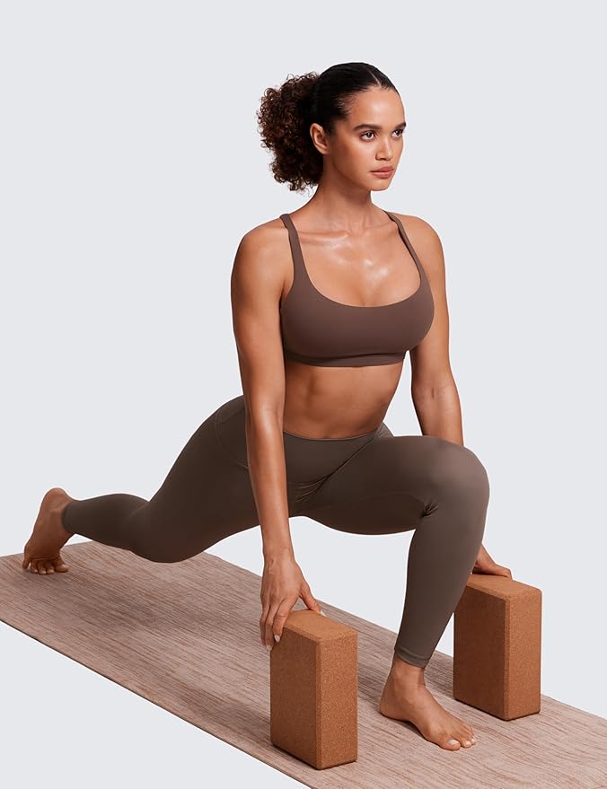 CRZ YOGA Naked Feeling Strappy Sports Bras for Women - Criss Cross Back Wireless Padded Cami Yoga Workout Top