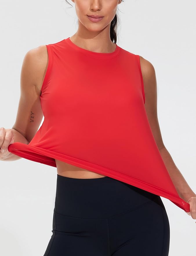 Dragon Fit Womens Ice Silk Workout Tank Tops Sleeveless Cropped Yoga Shirt for Running Gym Summer