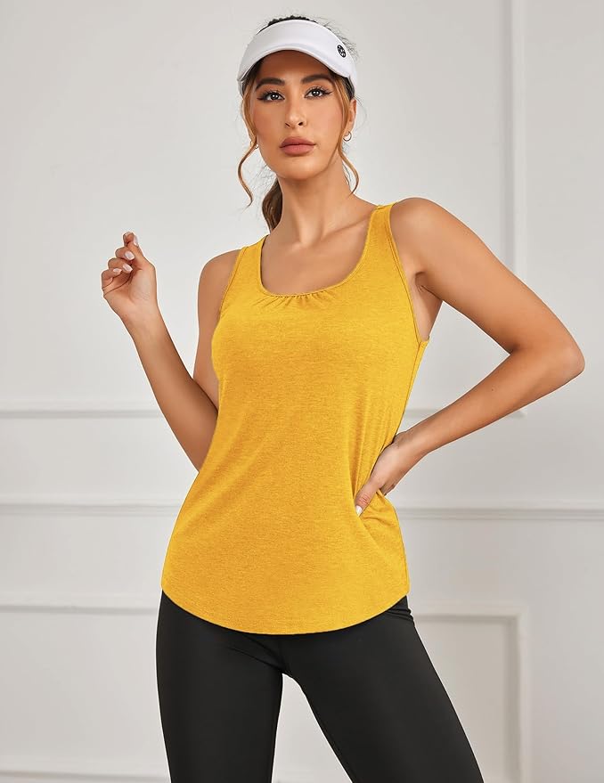 PINSPARK Workout Tops for Women Racerback Tank Tops Sleeveless Athletic Running Shirts Lightweight Yoga Gym Tank,2 Pack S-3XL