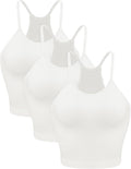 ODODOS Women's Crop 3-Pack Seamless Rib-Knit Camisole Crop Tank Tops